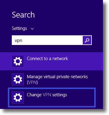 Windows 8.1 Change VPN settings