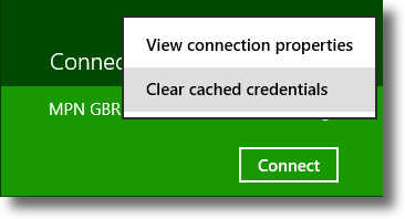 Windows 8 Clear stored VPN credentials