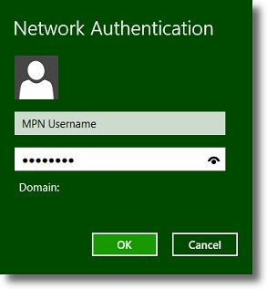 Windows 8 enter MPN VPN credentials
