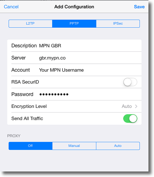 iPad PPTP VPN Setup | My Private Network | Global VPN Service Provider