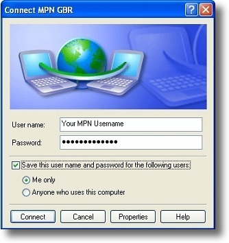 Microsoft Windows XP PPTP connect to VPN