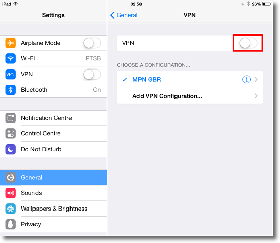 Apple iPad connect to PPTP VPN