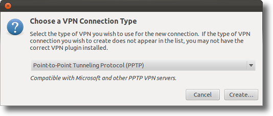 Ubuntu create a VPN connection type