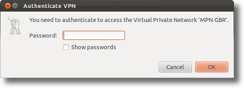 Ubuntu enter a VPN password