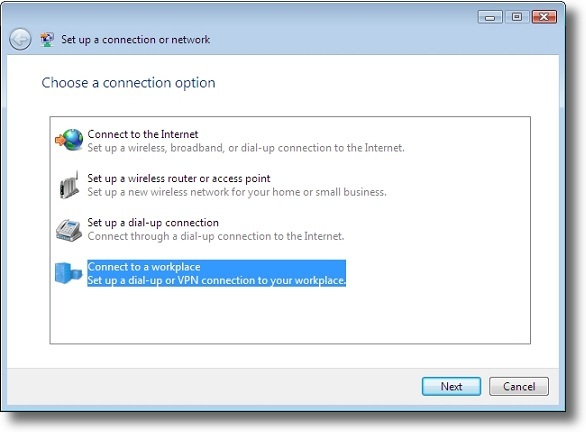 Microsoft Windows Vista PPTP setup VPN