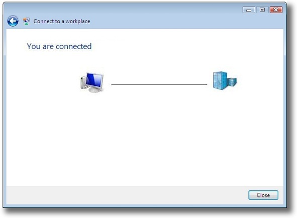 Microsoft Windows Vista PPTP VPN connected