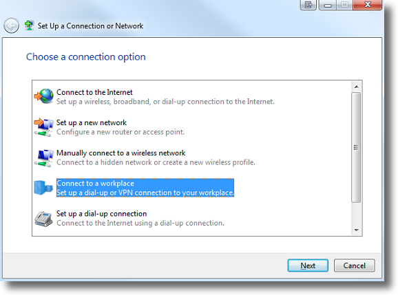Windows 7 connect to workplace 