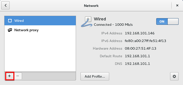 Fedora add network connection