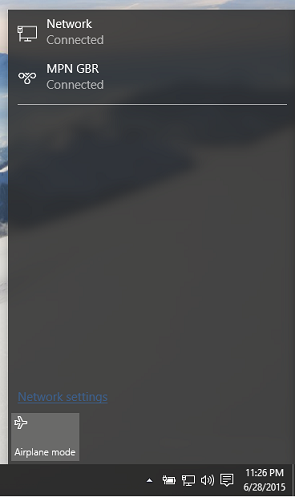 Windows 10 VPN Connected icon on taskbar